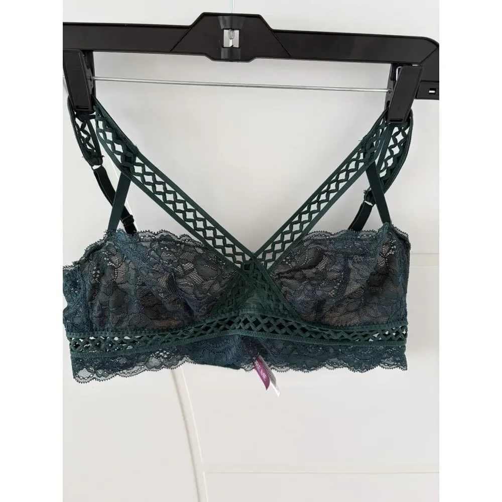 Dark Green Lace Cut Out Adore Me Bra 36B